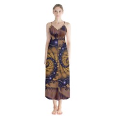 An Emperor Scorpion s 1001 Fractal Spiral Stingers Button Up Chiffon Maxi Dress by jayaprime