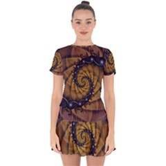 An Emperor Scorpion s 1001 Fractal Spiral Stingers Drop Hem Mini Chiffon Dress