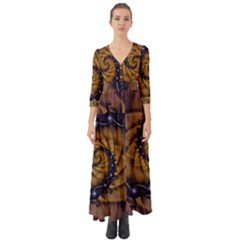 An Emperor Scorpion s 1001 Fractal Spiral Stingers Button Up Boho Maxi Dress by jayaprime