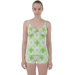 Intersecting Lines Pattern Tie Front Two Piece Tankini