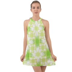 Intersecting Lines Pattern Halter Tie Back Chiffon Dress by dflcprints