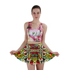 Chicken Monkeys Smile In The Floral Nature Looking Hot Mini Skirt by pepitasart