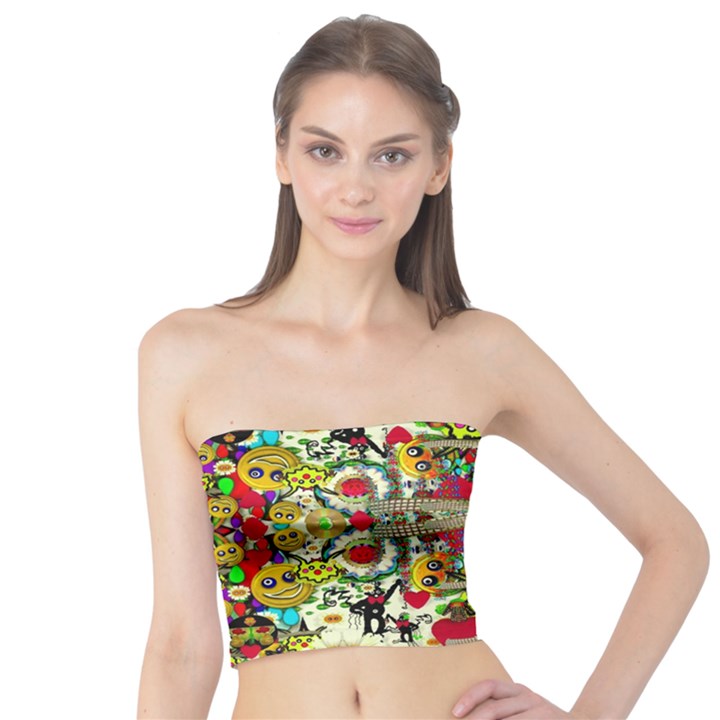 Chicken Monkeys Smile In The Floral Nature Looking Hot Tube Top