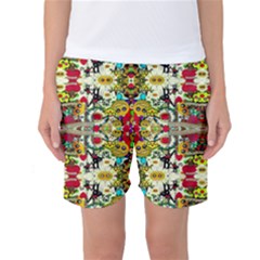 Chicken Monkeys Smile In The Floral Nature Looking Hot Women s Basketball Shorts by pepitasart