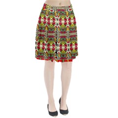 Chicken Monkeys Smile In The Floral Nature Looking Hot Pleated Skirt by pepitasart