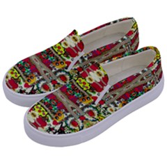 Chicken Monkeys Smile In The Floral Nature Looking Hot Kids  Canvas Slip Ons by pepitasart