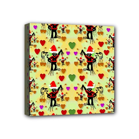 Santa With Friends And Season Love Mini Canvas 4  X 4  by pepitasart