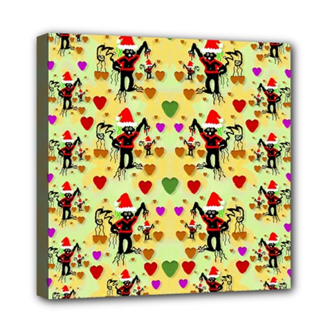 Santa With Friends And Season Love Mini Canvas 8  X 8  by pepitasart