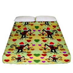 Santa With Friends And Season Love Fitted Sheet (california King Size) by pepitasart