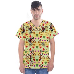 Santa With Friends And Season Love Men s V-neck Scrub Top