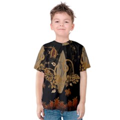 Hawaiian, Tropical Design With Surfboard Kids  Cotton Tee