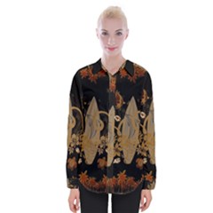 Hawaiian, Tropical Design With Surfboard Womens Long Sleeve Shirt