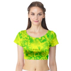 Pattern Short Sleeve Crop Top by gasi