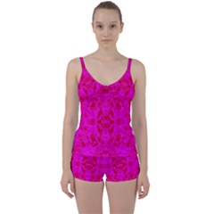 Pattern Tie Front Two Piece Tankini