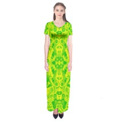 Pattern Short Sleeve Maxi Dress by gasi