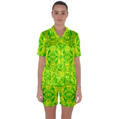 Pattern Satin Short Sleeve Pyjamas Set