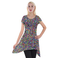 Pattern Short Sleeve Side Drop Tunic by gasi