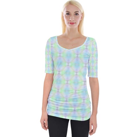 Pattern Wide Neckline Tee by gasi