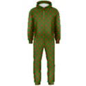 Large Red Christmas Hearts on Green Hooded Jumpsuit (Men)  View1