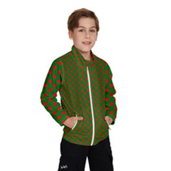 Large Red Christmas Hearts On Green Wind Breaker (kids) by PodArtist