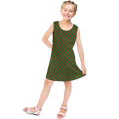 Large Red Christmas Hearts On Green Kids  Tunic Dress by PodArtist