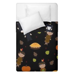 Pilgrims And Indians Pattern - Thanksgiving Duvet Cover Double Side (single Size) by Valentinaart