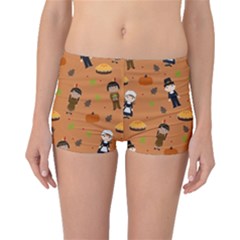 Pilgrims And Indians Pattern - Thanksgiving Boyleg Bikini Bottoms by Valentinaart