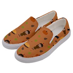 Pilgrims And Indians Pattern - Thanksgiving Men s Canvas Slip Ons by Valentinaart