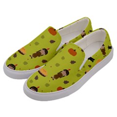 Pilgrims And Indians Pattern - Thanksgiving Men s Canvas Slip Ons by Valentinaart