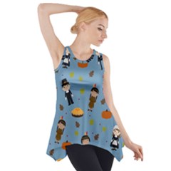 Pilgrims And Indians Pattern - Thanksgiving Side Drop Tank Tunic by Valentinaart