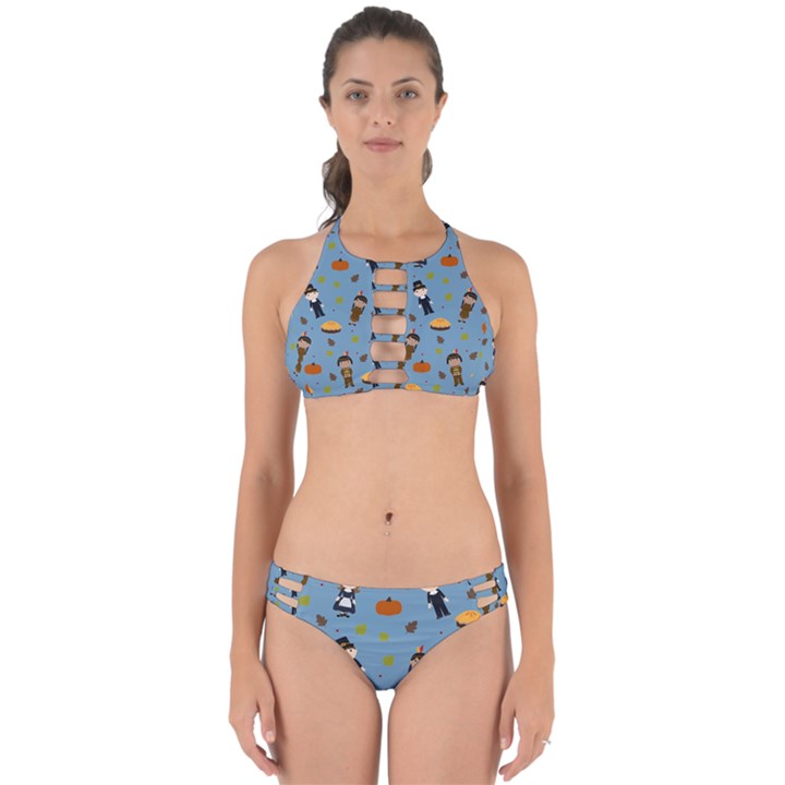 Pilgrims and Indians pattern - Thanksgiving Perfectly Cut Out Bikini Set