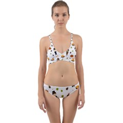 Pilgrims And Indians Pattern - Thanksgiving Wrap Around Bikini Set