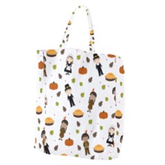 Pilgrims And Indians Pattern - Thanksgiving Giant Grocery Zipper Tote by Valentinaart