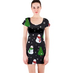 Snowman Pattern Short Sleeve Bodycon Dress by Valentinaart