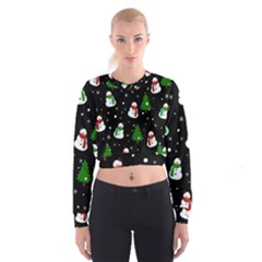 Snowman Pattern Cropped Sweatshirt by Valentinaart