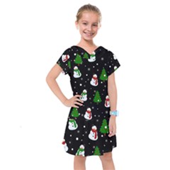 Snowman Pattern Kids  Drop Waist Dress by Valentinaart