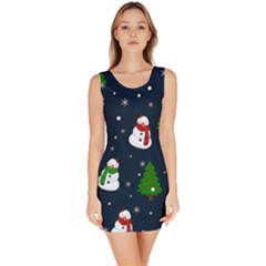 Snowman Pattern Bodycon Dress by Valentinaart