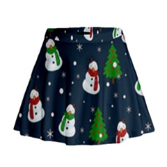 Snowman Pattern Mini Flare Skirt by Valentinaart