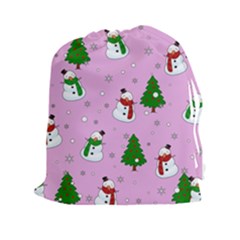 Snowman Pattern Drawstring Pouches (xxl) by Valentinaart