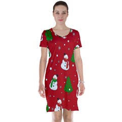 Snowman Pattern Short Sleeve Nightdress by Valentinaart