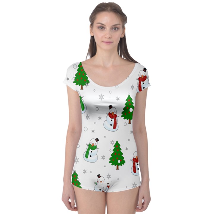 Snowman pattern Boyleg Leotard 