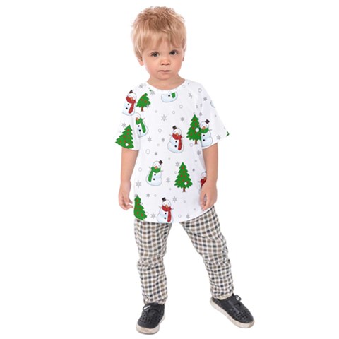 Snowman Pattern Kids Raglan Tee by Valentinaart