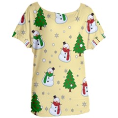 Snowman Pattern Women s Oversized Tee