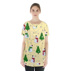 Snowman Pattern Skirt Hem Sports Top