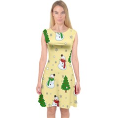 Snowman Pattern Capsleeve Midi Dress by Valentinaart