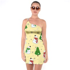 Snowman Pattern One Soulder Bodycon Dress by Valentinaart