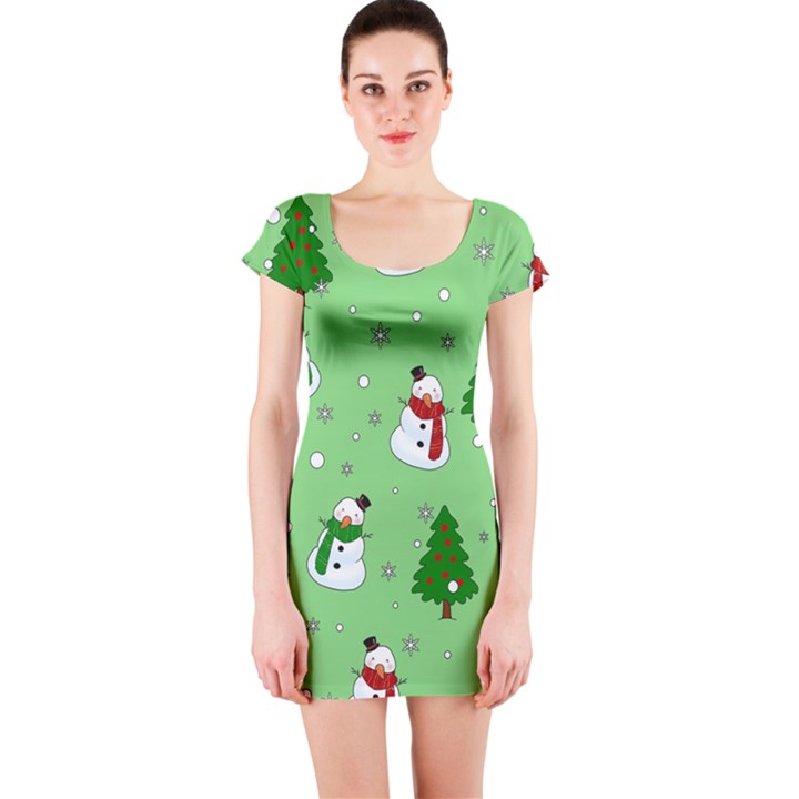 Snowman pattern Short Sleeve Bodycon Dress