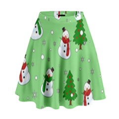 Snowman Pattern High Waist Skirt by Valentinaart