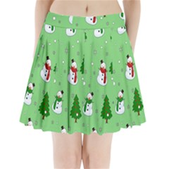 Snowman Pattern Pleated Mini Skirt by Valentinaart