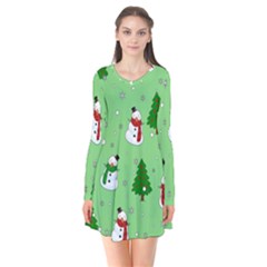 Snowman Pattern Flare Dress by Valentinaart